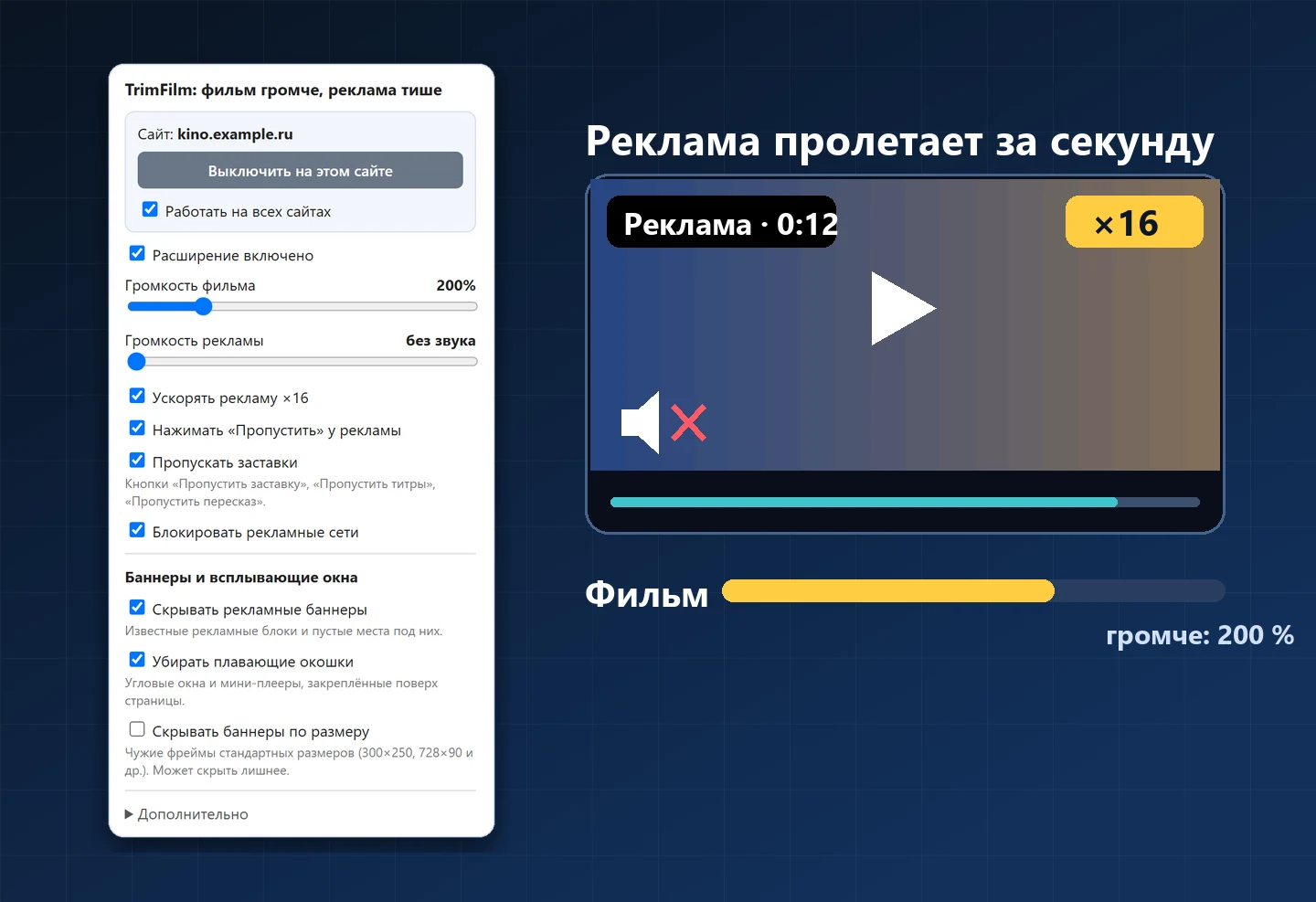 TrimFilm — Расширение для браузера
